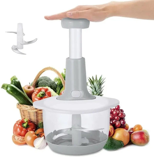 Manual Hand Push Chopper | 1.5L Multi-Functional Vegetable, Meat Grinder & Grater